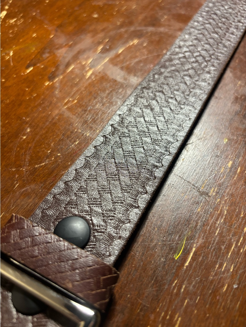 Guide Gear Men’s Leather Belt Size 46 Brown Embossed Basketweave Western